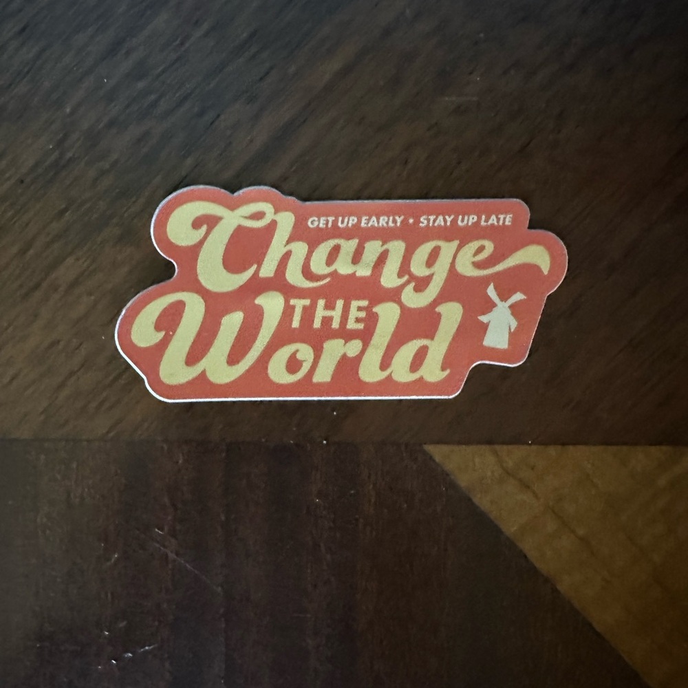 Dutch Bros 'Change the World' Sticker - Red and Gold